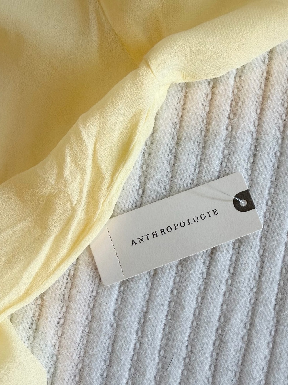 Anthropologie LACAUSA Butter Yellow Sheer Bell Sleeve Babydoll Mini Dress NWT - Picture 7 of 10